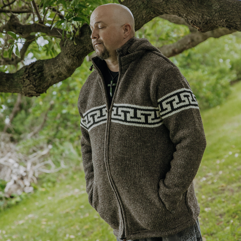 Aztec Mens Wool Jacket - Hand Knit Men's Jacket – Gecko Gearz