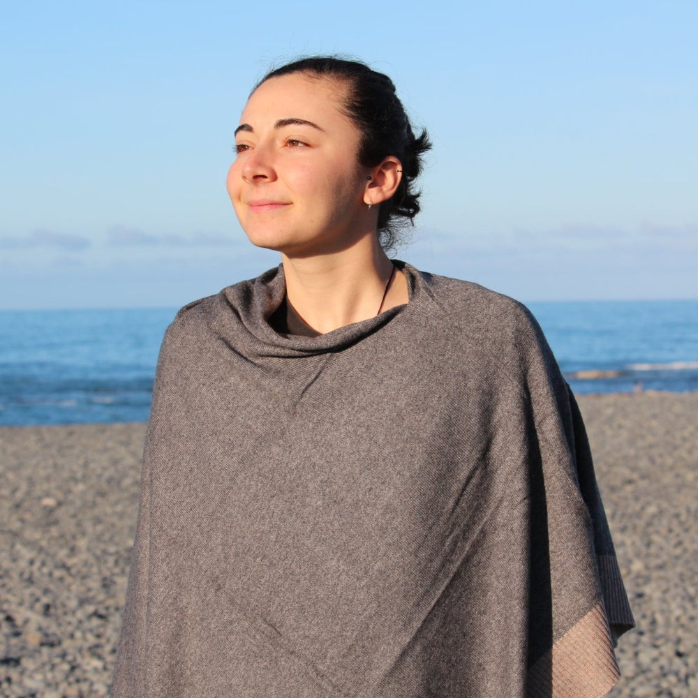 
                  
                    Load image into Gallery viewer, Cashmere Two Tone Poncho
                  
                