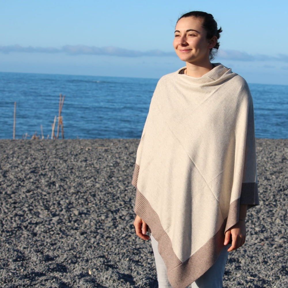 
                  
                    Load image into Gallery viewer, Cashmere Two Tone Poncho
                  
                