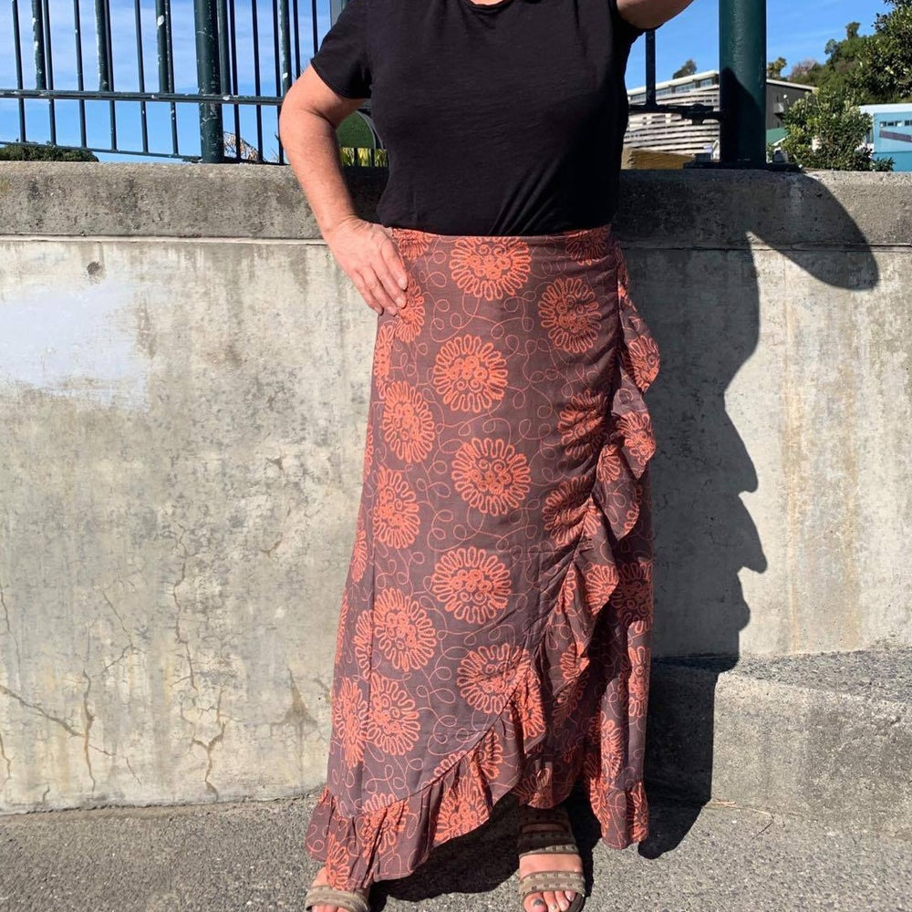 
                  
                    Load image into Gallery viewer, Frill Wrap Skirt Long
                  
                