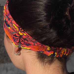 
                  
                    Load image into Gallery viewer, head band pattern peach yellow flower
                  
                