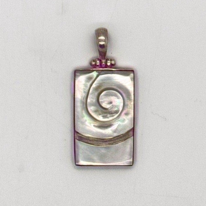 Mother of Pearl Rectangle Koru Pendant 1