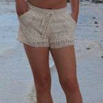 Crochet -Shorts-Woman-Cream