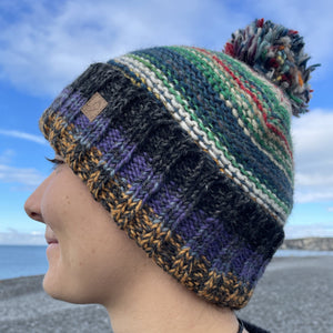 
                  
                    Load image into Gallery viewer, Pom Pom Striped Beanie
                  
                