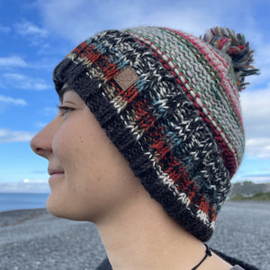 
                  
                    Load image into Gallery viewer, Pom Pom Striped Beanie
                  
                