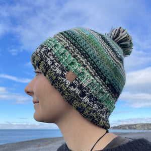 
                  
                    Load image into Gallery viewer, Pom Pom Striped Beanie
                  
                