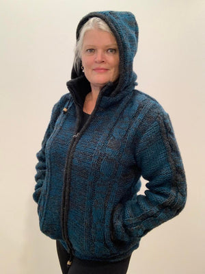 
                  
                    Load image into Gallery viewer, BLUE CABLE WOOL JACKET UNISEX
                  
                