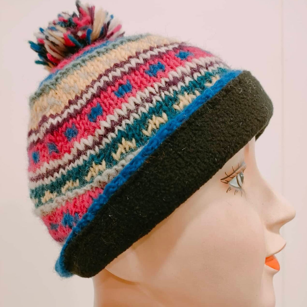 
                  
                    Load image into Gallery viewer, Wool Stripe Pom-Pom Hat
                  
                